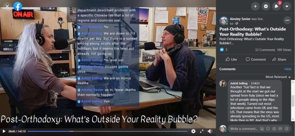 Captura de pantalla de una transmisión de radio en vivo.