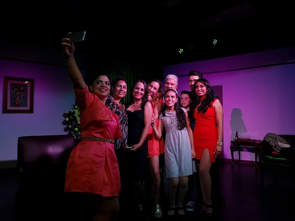 Roxana Hernández and the cast of Mentiras at Musical Theater