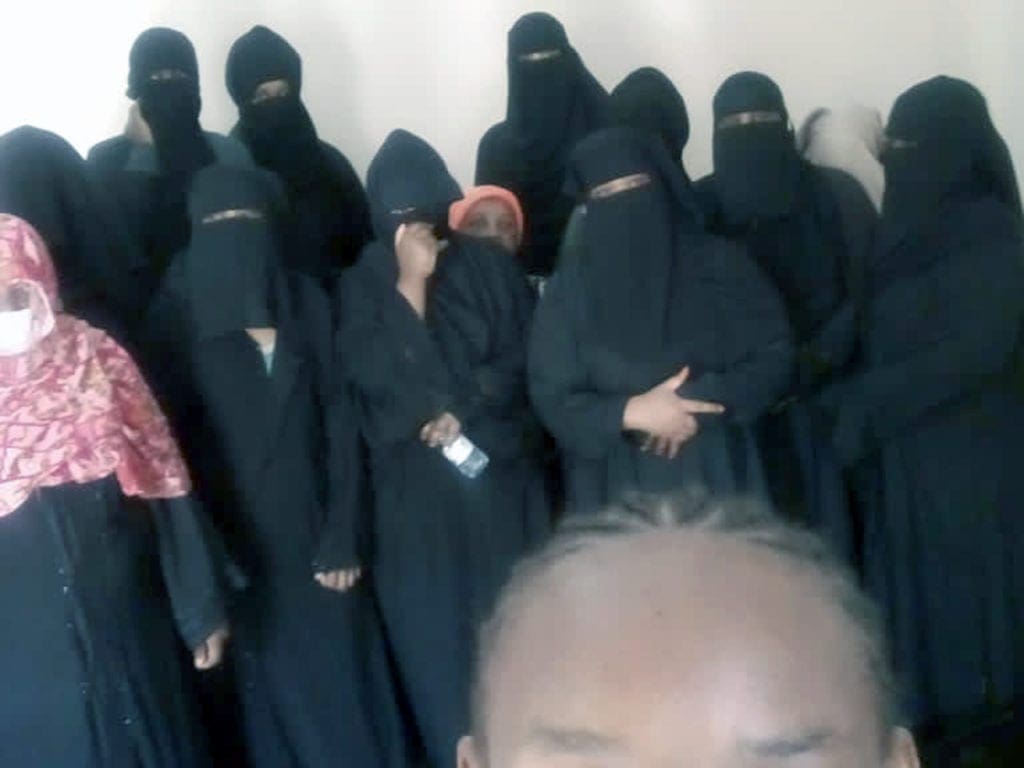 Wanja and other detainees at Sakan deportation facility in Riyadh, Saudi Arabia. Most of them have been forced to dress in hijabs as an absolute rule by their employers
