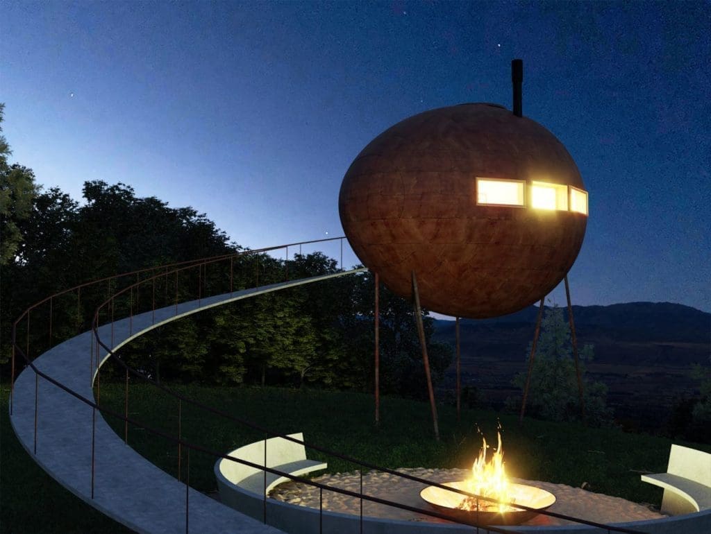 A view of the dragon's egg at night in Chubut, Argentina - one of the winners of the Airbnb 