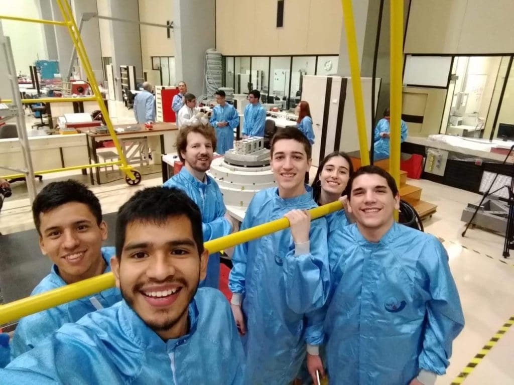 Nicolás Conde along with some of his classmates in Argentina's first aerospace engineering program