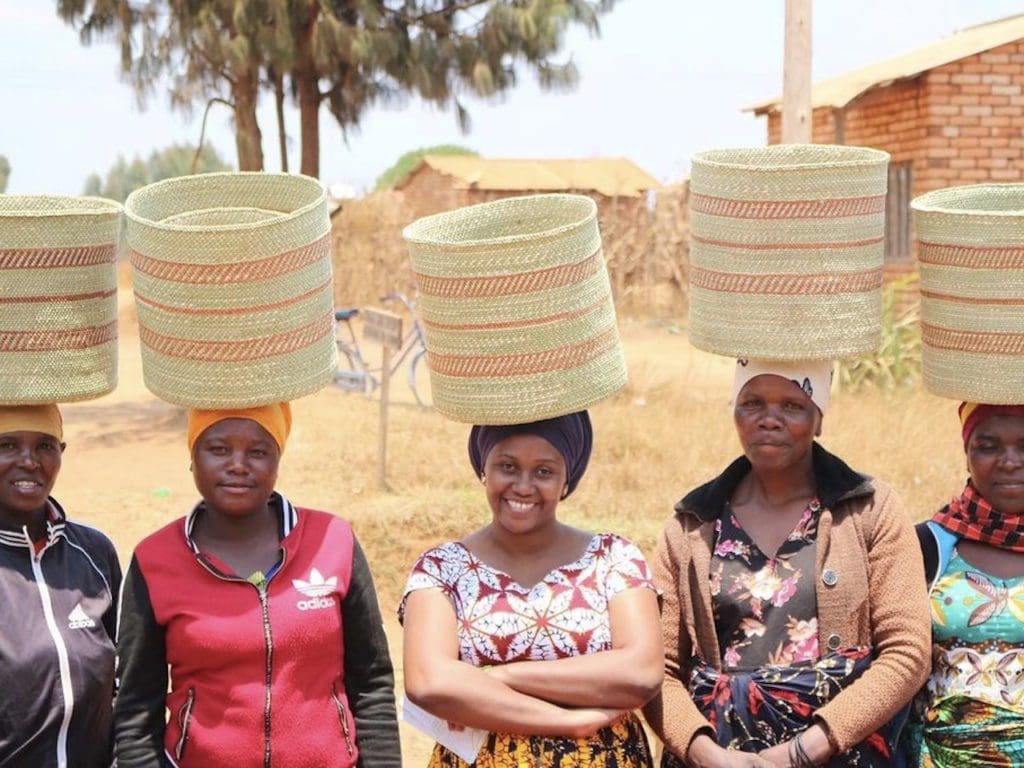 Catherine Shembile and her dynamic group of women proudly showcase their diverse range of innovative products. Their company, Vikapu Bomba, is a testament to their hard work and devotion to their craft.