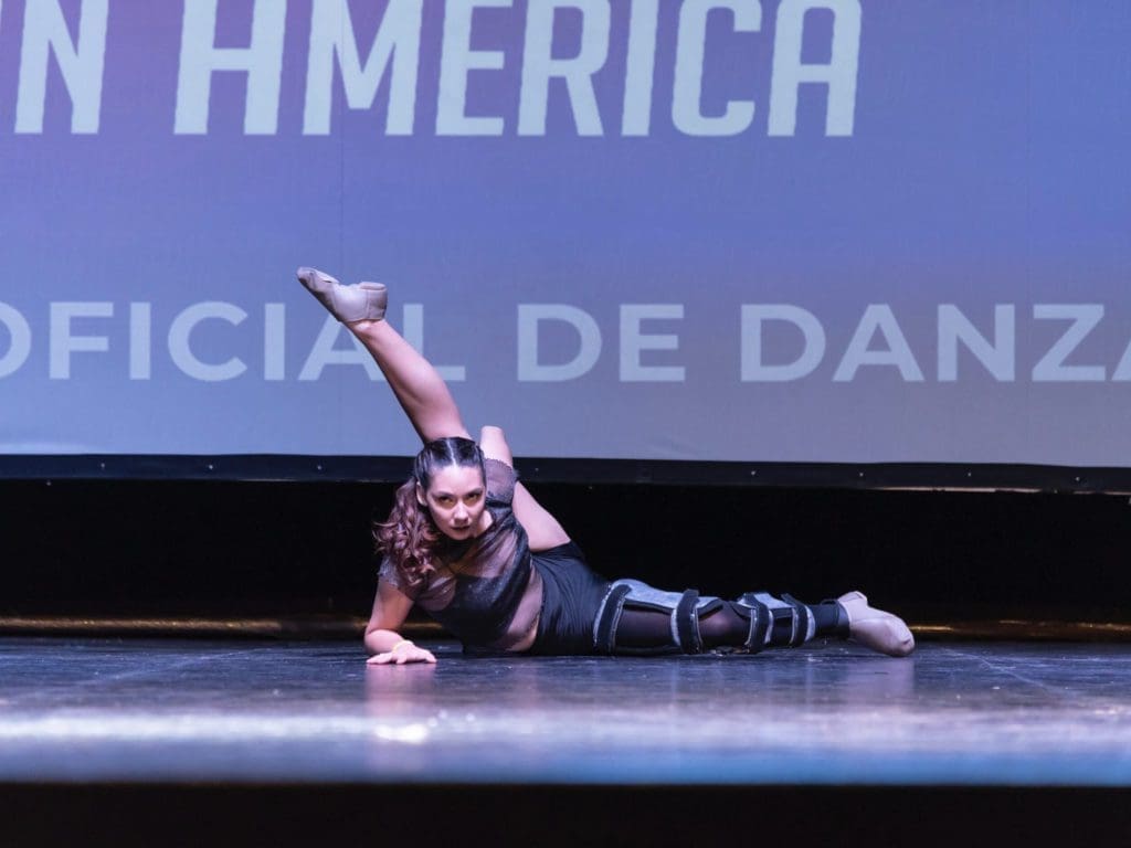 Dancer Noelia Martinez competing at the 2022 Dance World Cup, with her robotic leg, shortly after she received it.